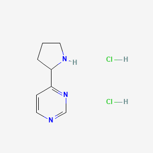molecular formula C8H13Cl2N3 B2699280 4-(Pyrrolidin-2-yl)pyrimidine dihydrochloride CAS No. 108831-49-8; 1955499-78-1
