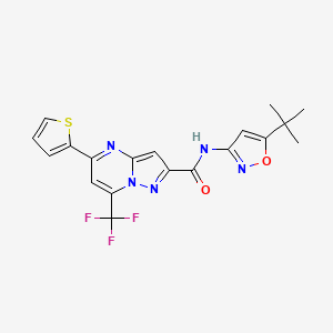 molecular formula C19H16F3N5O2S B2699282 N-(5-(tert-butyl)isoxazol-3-yl)-5-(thiophen-2-yl)-7-(trifluoromethyl)pyrazolo[1,5-a]pyrimidine-2-carboxamide CAS No. 313245-58-8