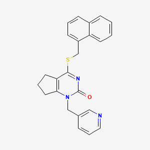 molecular formula C24H21N3OS B2699291 4-((naphthalen-1-ylmethyl)thio)-1-(pyridin-3-ylmethyl)-6,7-dihydro-1H-cyclopenta[d]pyrimidin-2(5H)-one CAS No. 899731-33-0