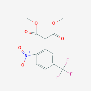 molecular formula C12H10F3NO6 B2699294 Dimethyl 2-[2-nitro-5-(trifluoromethyl)phenyl]-malonate CAS No. 866039-51-2