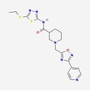 molecular formula C18H21N7O2S2 B2699304 N-(5-(ethylthio)-1,3,4-thiadiazol-2-yl)-1-((3-(pyridin-4-yl)-1,2,4-oxadiazol-5-yl)methyl)piperidine-3-carboxamide CAS No. 1286717-19-8