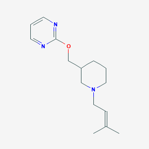 molecular formula C15H23N3O B2699306 2-[[1-(3-Methylbut-2-enyl)piperidin-3-yl]methoxy]pyrimidine CAS No. 2379987-12-7