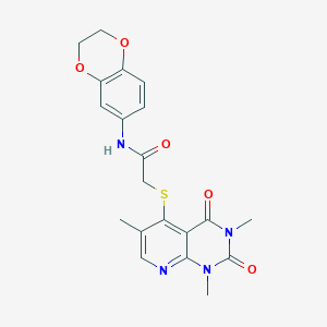 molecular formula C20H20N4O5S B2699331 N-(2,3-dihydrobenzo[b][1,4]dioxin-6-yl)-2-((1,3,6-trimethyl-2,4-dioxo-1,2,3,4-tetrahydropyrido[2,3-d]pyrimidin-5-yl)thio)acetamide CAS No. 900004-09-3