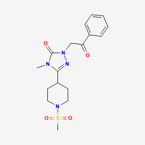 molecular formula C17H22N4O4S B2699336 4-methyl-3-(1-(methylsulfonyl)piperidin-4-yl)-1-(2-oxo-2-phenylethyl)-1H-1,2,4-triazol-5(4H)-one CAS No. 1105249-39-5