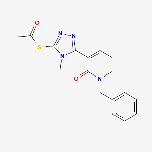 molecular formula C17H16N4O2S B2699341 S-[5-(1-benzyl-2-oxo-1,2-dihydro-3-pyridinyl)-4-methyl-4H-1,2,4-triazol-3-yl] ethanethioate CAS No. 337919-53-6