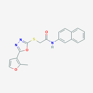 molecular formula C19H15N3O3S B269935 2-{[5-(2-methyl-3-furyl)-1,3,4-oxadiazol-2-yl]sulfanyl}-N-(2-naphthyl)acetamide 