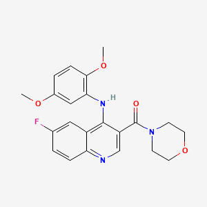 (4-((2,5-Dimethoxyphenyl)amino)-6-fluoroquinolin-3-yl)(morpholino)methanone