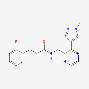 molecular formula C18H18FN5O B2699355 3-(2-fluorophenyl)-N-((3-(1-methyl-1H-pyrazol-4-yl)pyrazin-2-yl)methyl)propanamide CAS No. 2034570-36-8
