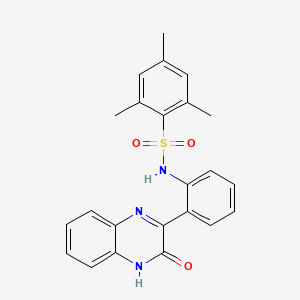 molecular formula C23H21N3O3S B2699361 2,4,6-trimethyl-N-(2-(3-oxo-3,4-dihydroquinoxalin-2-yl)phenyl)benzenesulfonamide CAS No. 927556-21-6