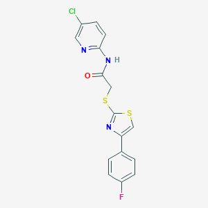 molecular formula C16H11ClFN3OS2 B269937 N-(5-chloro-2-pyridinyl)-2-{[4-(4-fluorophenyl)-1,3-thiazol-2-yl]sulfanyl}acetamide 