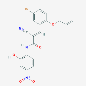 molecular formula C19H14BrN3O5 B2699373 (E)-3-(5-溴-2-丙-2-烯氧基苯基)-2-氰基-N-(2-羟基-4-硝基苯基)丙-2-烯酰胺 CAS No. 444102-00-5