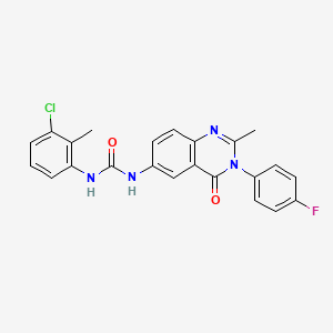 molecular formula C23H18ClFN4O2 B2699375 1-(3-Chloro-2-methylphenyl)-3-(3-(4-fluorophenyl)-2-methyl-4-oxo-3,4-dihydroquinazolin-6-yl)urea CAS No. 1170023-09-2
