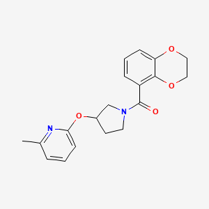 molecular formula C19H20N2O4 B2699379 (2,3-Dihydrobenzo[b][1,4]dioxin-5-yl)(3-((6-methylpyridin-2-yl)oxy)pyrrolidin-1-yl)methanone CAS No. 1903355-71-4