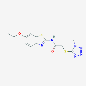 molecular formula C13H14N6O2S2 B269938 N-(6-ethoxy-1,3-benzothiazol-2-yl)-2-[(1-methyl-1H-tetrazol-5-yl)sulfanyl]acetamide 