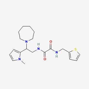 molecular formula C20H28N4O2S B2699381 N1-(2-(azepan-1-yl)-2-(1-methyl-1H-pyrrol-2-yl)ethyl)-N2-(thiophen-2-ylmethyl)oxalamide CAS No. 1049376-69-3