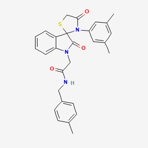 molecular formula C28H27N3O3S B2699385 2-(3'-(3,5-dimethylphenyl)-2,4'-dioxospiro[indoline-3,2'-thiazolidin]-1-yl)-N-(4-methylbenzyl)acetamide CAS No. 894559-17-2