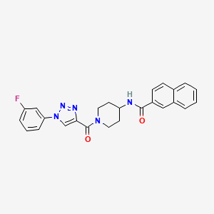 molecular formula C25H22FN5O2 B2699387 N-(1-(1-(3-氟苯基)-1H-1,2,3-三唑-4-羰基)哌啶-4-基)-2-萘酰胺 CAS No. 1251682-34-4