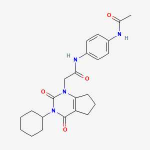 molecular formula C23H28N4O4 B2699389 N-(4-乙酰氨基苯基)-2-(3-环己基-2,4-二氧代-2,3,4,5,6,7-六氢-1H-环戊[d]嘧啶-1-基)乙酰胺 CAS No. 1018129-60-6