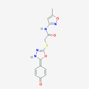 molecular formula C14H12N4O4S B269939 N-(5-methyl-1,2-oxazol-3-yl)-2-[[2-(4-oxocyclohexa-2,5-dien-1-ylidene)-3H-1,3,4-oxadiazol-5-yl]sulfanyl]acetamide 