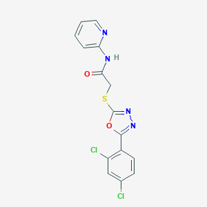 molecular formula C15H10Cl2N4O2S B269940 2-{[5-(2,4-dichlorophenyl)-1,3,4-oxadiazol-2-yl]sulfanyl}-N-(2-pyridinyl)acetamide 