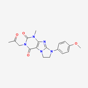 molecular formula C18H19N5O4 B2699415 8-(4-methoxyphenyl)-1-methyl-3-(2-oxopropyl)-7,8-dihydro-1H-imidazo[2,1-f]purine-2,4(3H,6H)-dione CAS No. 887888-98-4
