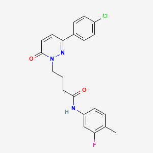 molecular formula C21H19ClFN3O2 B2699418 4-(3-(4-氯苯基)-6-氧代吡啶并[1(6H)]-基)-N-(3-氟-4-甲基苯基)丁酰胺 CAS No. 946320-98-5
