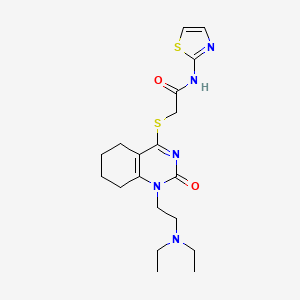 molecular formula C19H27N5O2S2 B2699422 2-((1-(2-(diethylamino)ethyl)-2-oxo-1,2,5,6,7,8-hexahydroquinazolin-4-yl)thio)-N-(thiazol-2-yl)acetamide CAS No. 899949-81-6