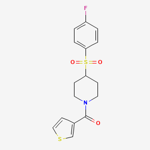 molecular formula C16H16FNO3S2 B2699431 (4-((4-Fluorophenyl)sulfonyl)piperidin-1-yl)(thiophen-3-yl)methanone CAS No. 1448077-85-7