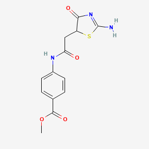 molecular formula C13H13N3O4S B2699433 甲酸 4-(2-(2-亚硫代-4-氧代噻唑烷-5-基)乙酰氨基)苯甲酸酯 CAS No. 304896-97-7