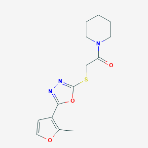 molecular formula C14H17N3O3S B269944 1-({[5-(2-Methyl-3-furyl)-1,3,4-oxadiazol-2-yl]thio}acetyl)piperidine 