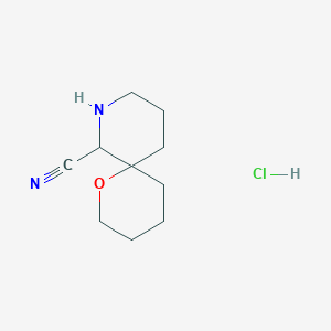 molecular formula C10H17ClN2O B2699440 1-Oxa-8-azaspiro[5.5]undecane-7-carbonitrile hydrochloride CAS No. 1795304-57-2
