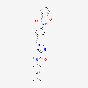 molecular formula C28H28N4O3 B2699447 N-(4-异丙基苯基)-1-(4-(2-甲氧基苯甲酰氨基)苄基)-1H-咪唑-4-甲酰胺 CAS No. 1251649-85-0