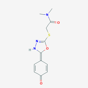 molecular formula C12H13N3O3S B269945 N,N-dimethyl-2-[[2-(4-oxocyclohexa-2,5-dien-1-ylidene)-3H-1,3,4-oxadiazol-5-yl]sulfanyl]acetamide 