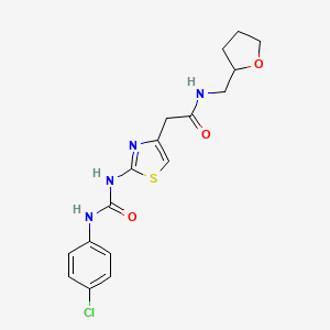molecular formula C17H19ClN4O3S B2699451 2-(2-(3-(4-chlorophenyl)ureido)thiazol-4-yl)-N-((tetrahydrofuran-2-yl)methyl)acetamide CAS No. 923122-36-5