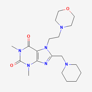 molecular formula C19H30N6O3 B2699456 1,3-dimethyl-7-(2-morpholinoethyl)-8-(piperidin-1-ylmethyl)-1H-purine-2,6(3H,7H)-dione CAS No. 838880-67-4