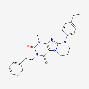 molecular formula C25H27N5O2 B2699458 9-(4-乙基苯基)-1-甲基-3-苯乙基-6,7,8,9-四氢嘧啶并[2,1-f]嘧啶-2,4(1H,3H)-二酮 CAS No. 844655-56-7