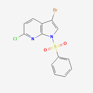 molecular formula C13H8BrClN2O2S B2699459 3-Bromo-6-chloro-1-(phenylsulfonyl)-1H-pyrrolo[2,3-b]pyridine CAS No. 1638761-42-8