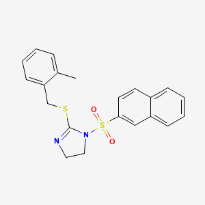 B2699473 2-[(2-Methylphenyl)methylsulfanyl]-1-naphthalen-2-ylsulfonyl-4,5-dihydroimidazole CAS No. 868217-26-9