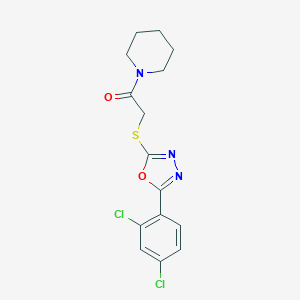 molecular formula C15H15Cl2N3O2S B269948 1-({[5-(2,4-Dichlorophenyl)-1,3,4-oxadiazol-2-yl]sulfanyl}acetyl)piperidine 