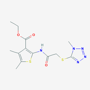 molecular formula C13H17N5O3S2 B269950 4,5-Dimethyl-2-[2-(1-methyl-1H-tetrazol-5-ylsulfanyl)-acetylamino]-thiophene-3-carboxylic acid ethyl ester 