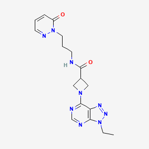 molecular formula C17H21N9O2 B2699503 1-(3-ethyl-3H-[1,2,3]triazolo[4,5-d]pyrimidin-7-yl)-N-(3-(6-oxopyridazin-1(6H)-yl)propyl)azetidine-3-carboxamide CAS No. 1448077-86-8