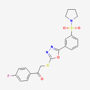 1-(4-Fluorophenyl)-2-((5-(3-(pyrrolidin-1-ylsulfonyl)phenyl)-1,3,4-oxadiazol-2-yl)thio)ethanone
