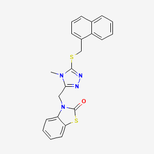 molecular formula C22H18N4OS2 B2699530 3-((4-methyl-5-((naphthalen-1-ylmethyl)thio)-4H-1,2,4-triazol-3-yl)methyl)benzo[d]thiazol-2(3H)-one CAS No. 896677-71-7