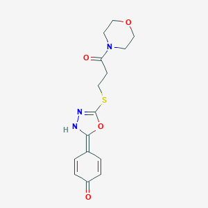 molecular formula C15H17N3O4S B269954 4-[5-(3-morpholin-4-yl-3-oxopropyl)sulfanyl-3H-1,3,4-oxadiazol-2-ylidene]cyclohexa-2,5-dien-1-one 