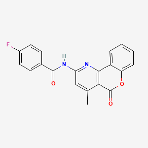 molecular formula C20H13FN2O3 B2699543 4-fluoro-N-(4-methyl-5-oxo-5H-chromeno[4,3-b]pyridin-2-yl)benzamide CAS No. 851411-20-6