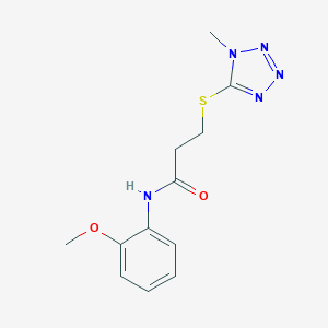 molecular formula C12H15N5O2S B269955 N-(2-methoxyphenyl)-3-(1-methyltetrazol-5-yl)sulfanylpropanamide 