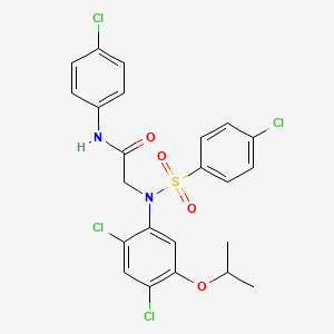 molecular formula C23H20Cl4N2O4S B2699551 N-(4-chlorophenyl)-2-(2,4-dichloro-N-(4-chlorophenyl)sulfonyl-5-propan-2-yloxyanilino)acetamide CAS No. 338967-61-6