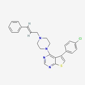 molecular formula C25H23ClN4S B2699553 (E)-5-(4-氯苯基)-4-(4-肉桂基哌嗪-1-基)噻吩[2,3-d]嘧啶 CAS No. 385387-96-2