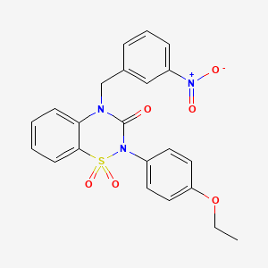 molecular formula C22H19N3O6S B2699570 2-(4-ethoxyphenyl)-4-(3-nitrobenzyl)-2H-benzo[e][1,2,4]thiadiazin-3(4H)-one 1,1-dioxide CAS No. 899949-67-8