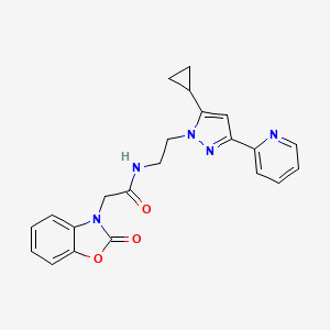 N-(2-(5-cyclopropyl-3-(pyridin-2-yl)-1H-pyrazol-1-yl)ethyl)-2-(2-oxobenzo[d]oxazol-3(2H)-yl)acetamide